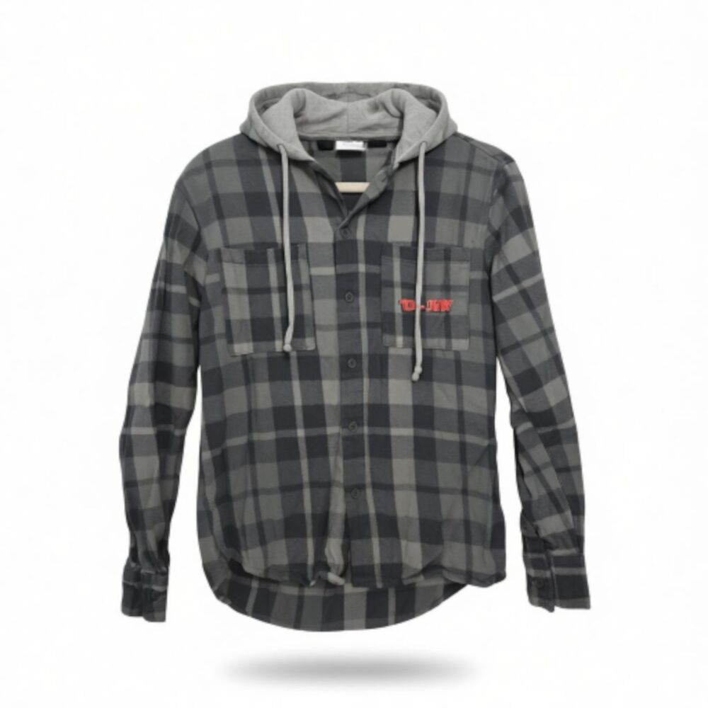 Mad Engine Tom & Jerry Plaid Hoodie Kids S/P/C Plaid Button Closure